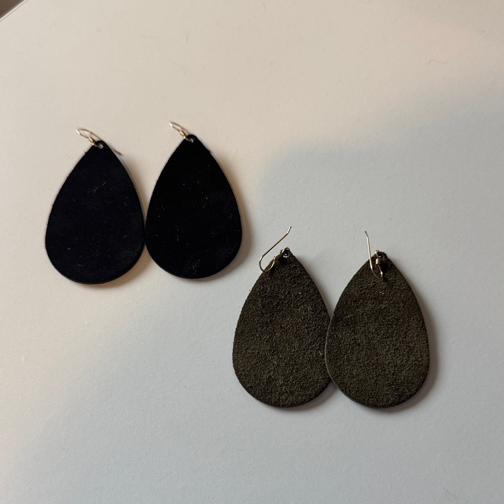 Nickel & Suede Olive and Black Suede Earrings Size M
